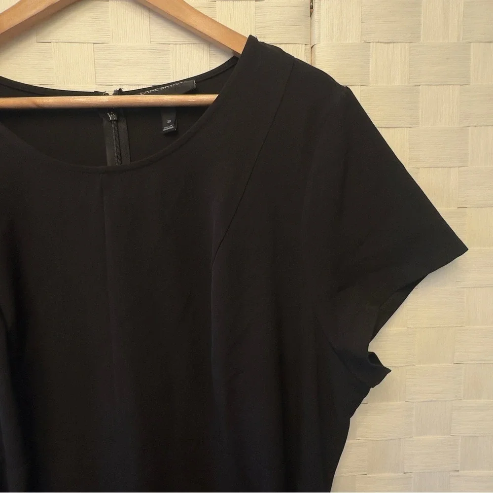 Lane Bryant Black High-Low Midi Dress Plus Size 20 Short Sleeve Tie Waist 584877
